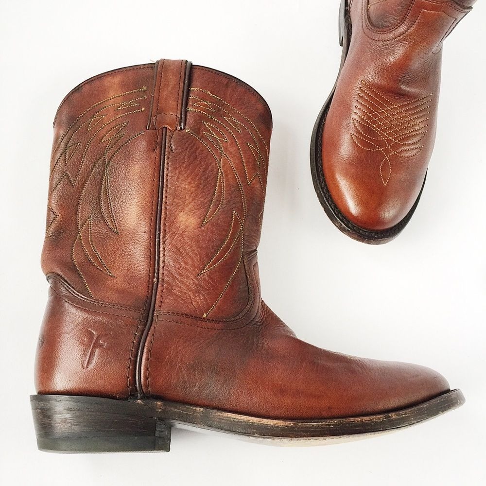 Frye Brown Leather Mid-calf Boots Youth 4 - Picture 1 of 7